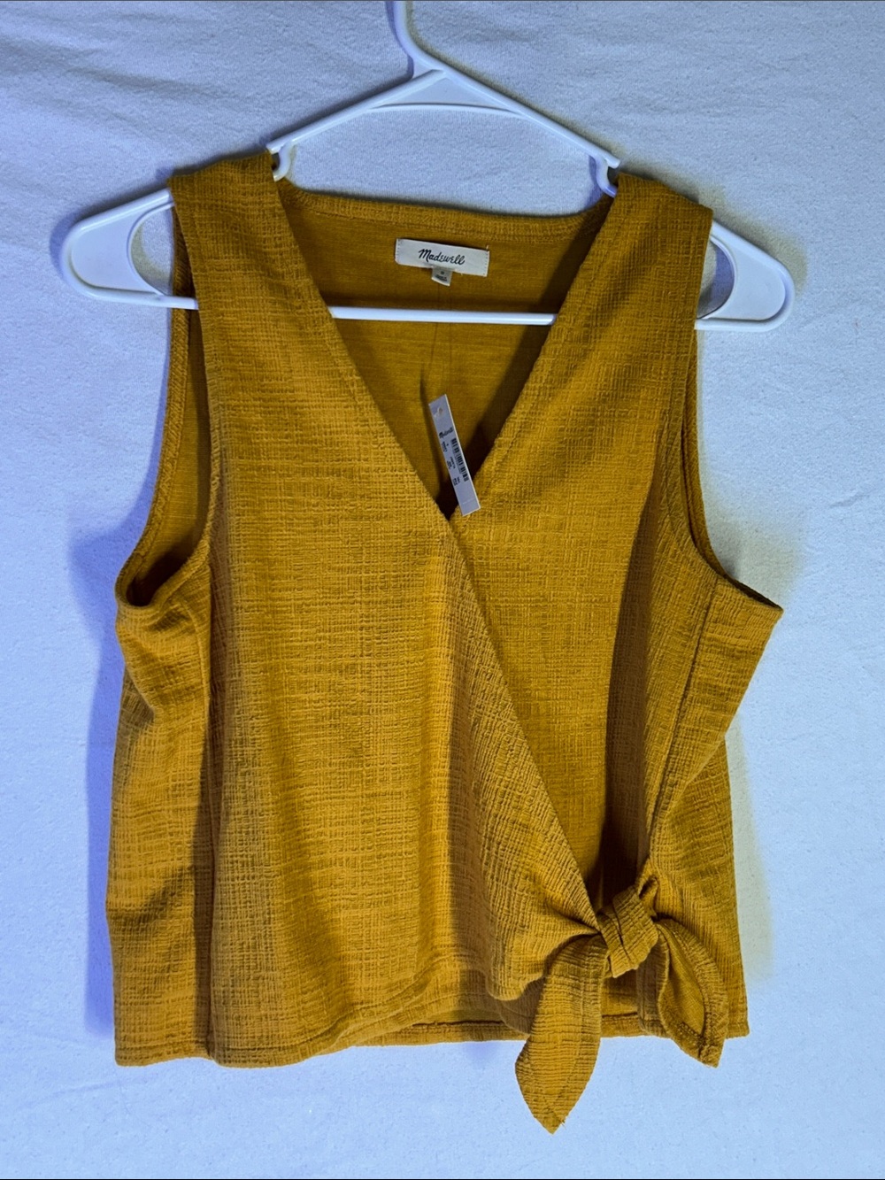 Madewell Mustard Wrap Tie-Front Tank Top